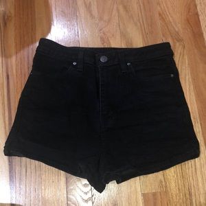BDG black denim high rise shorts